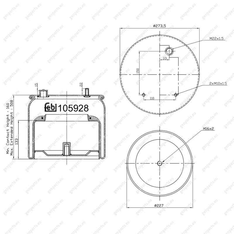 Febi 105928 Air Spring 1794 422, 1794422 — GenParts.eu